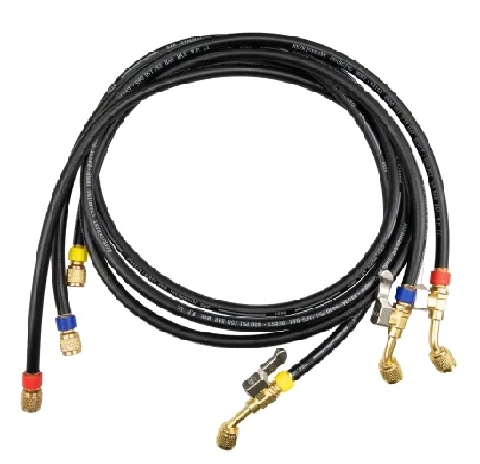 Producto Set de 3 mangueras de llenado 1/4" - 5/16" SAE con válvula - Para analizadores de refrigeración Testo